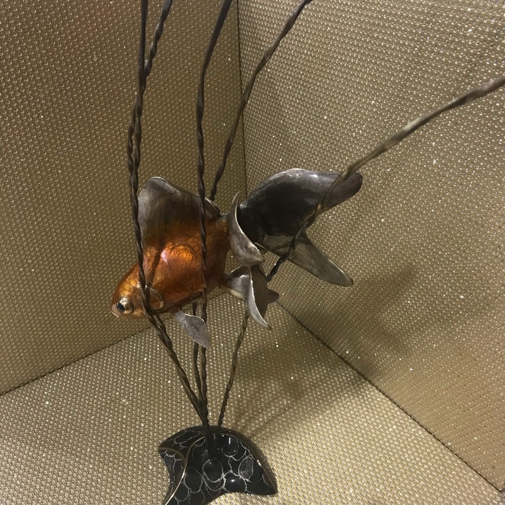 Artist Reisfelt, Limited Edition, Metal, Enamel, Bronze, Goldfish Sculpture